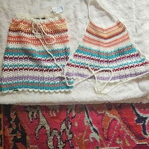 Multicolor Crochet Skirt And Top